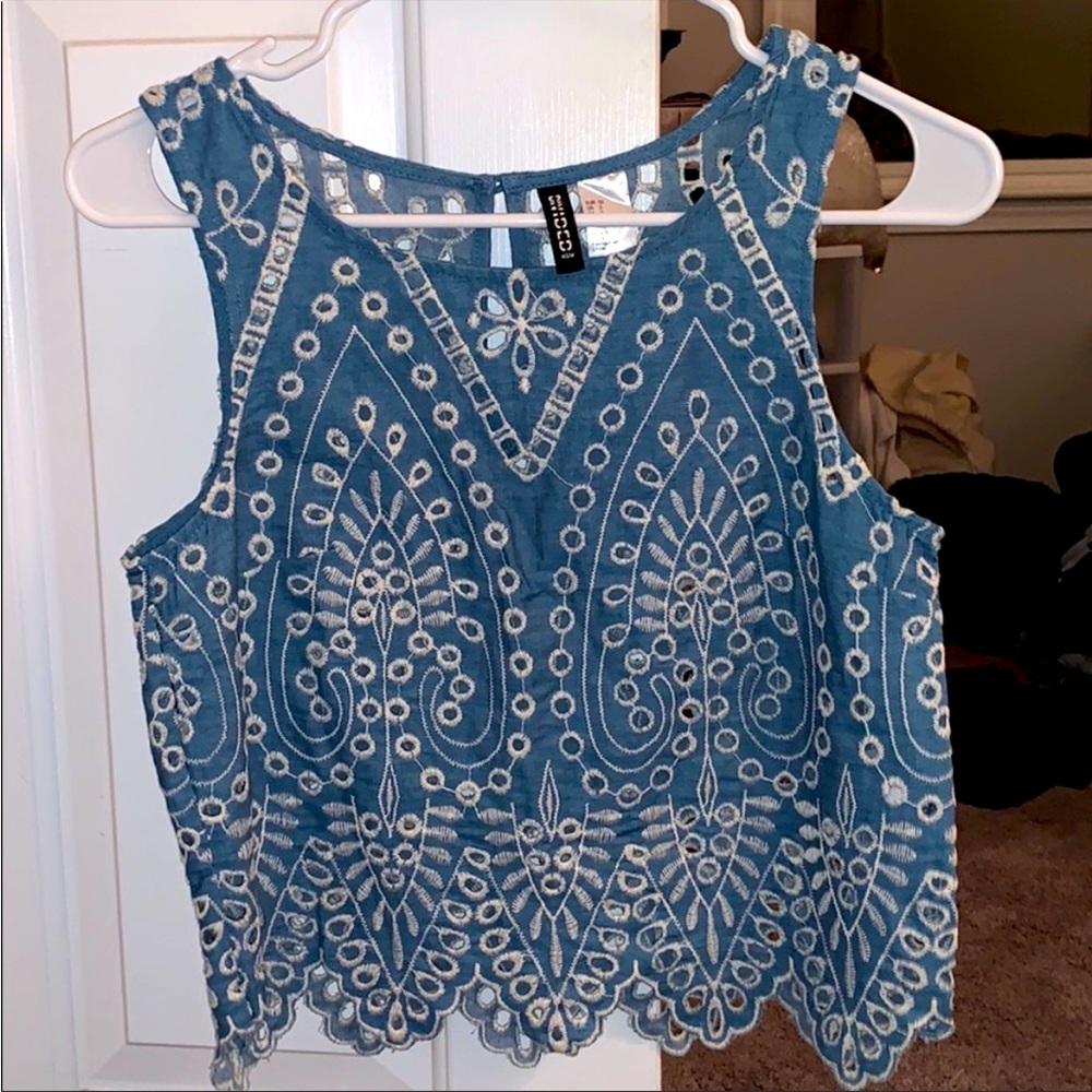 H&M Divided Eyelet Chambray Tank Top